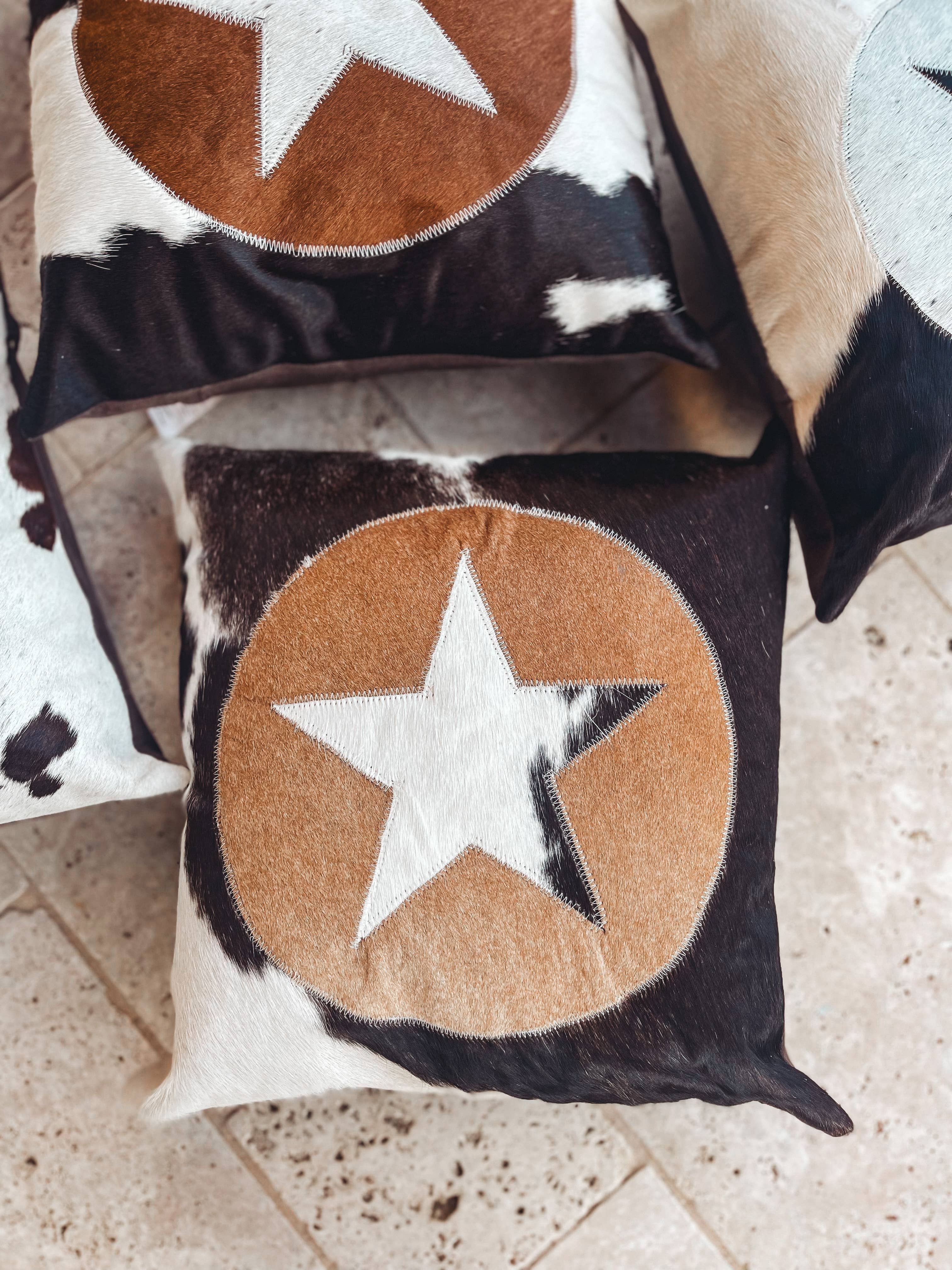 Western Star Cowhide Pillow Cover