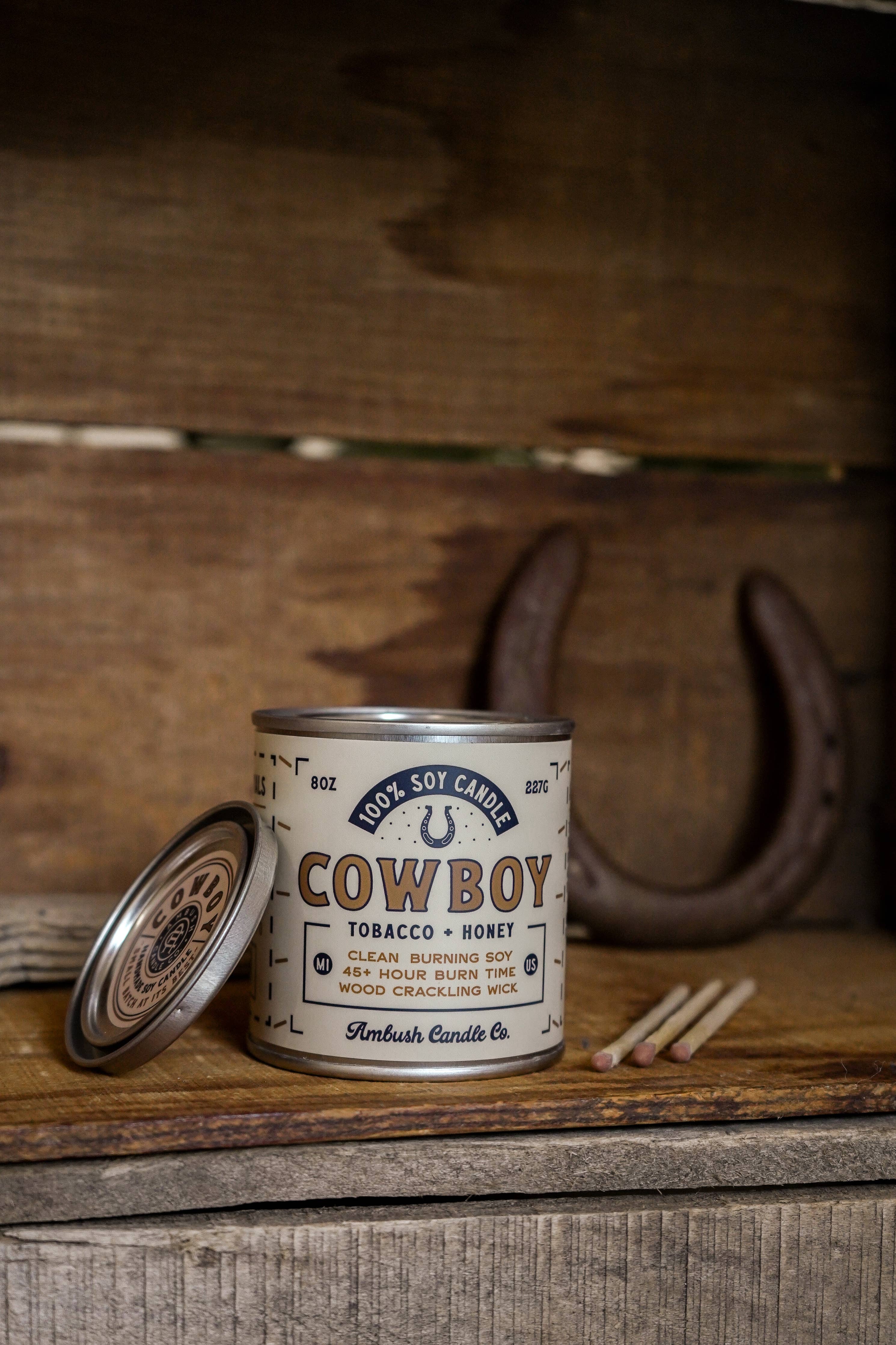 Cowboy | Tobacco + Honey 8oz Soy Candle