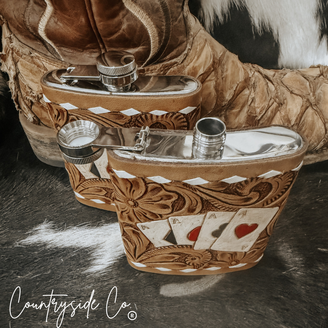 Gambler Leather Flask Stainless Steel Men & Women Gift