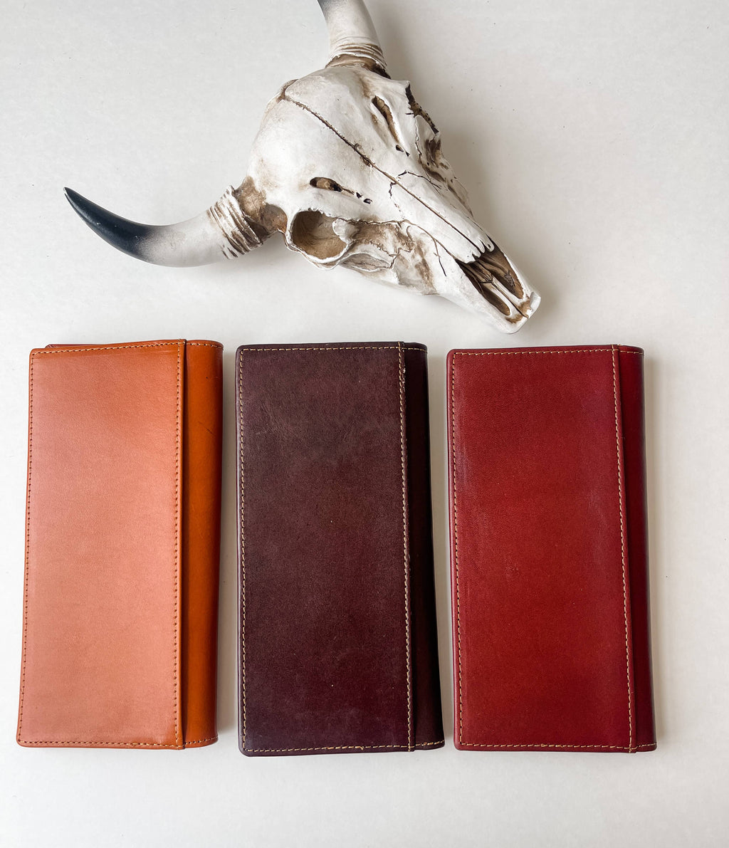 Longhorn Long Wallet Genuine Leather Bi-Fold Wallet