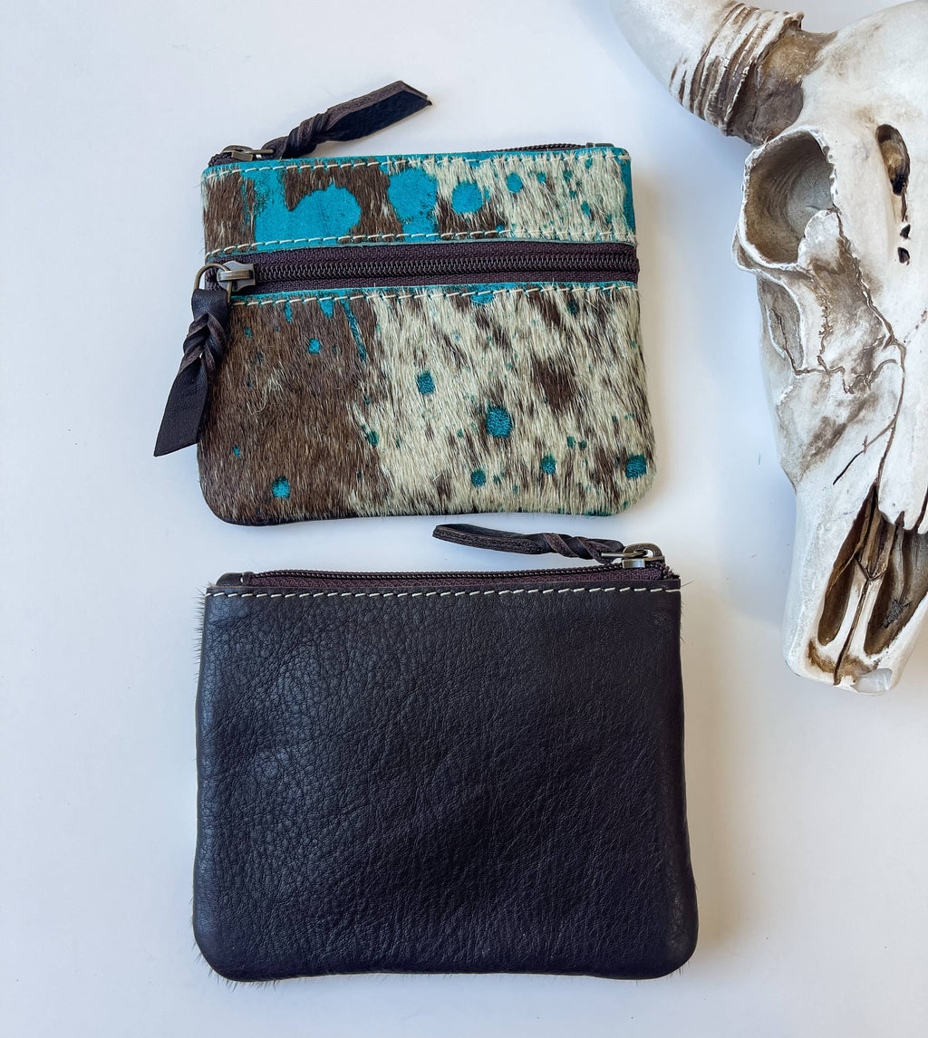 Western Cowhide Coin Money Pouch