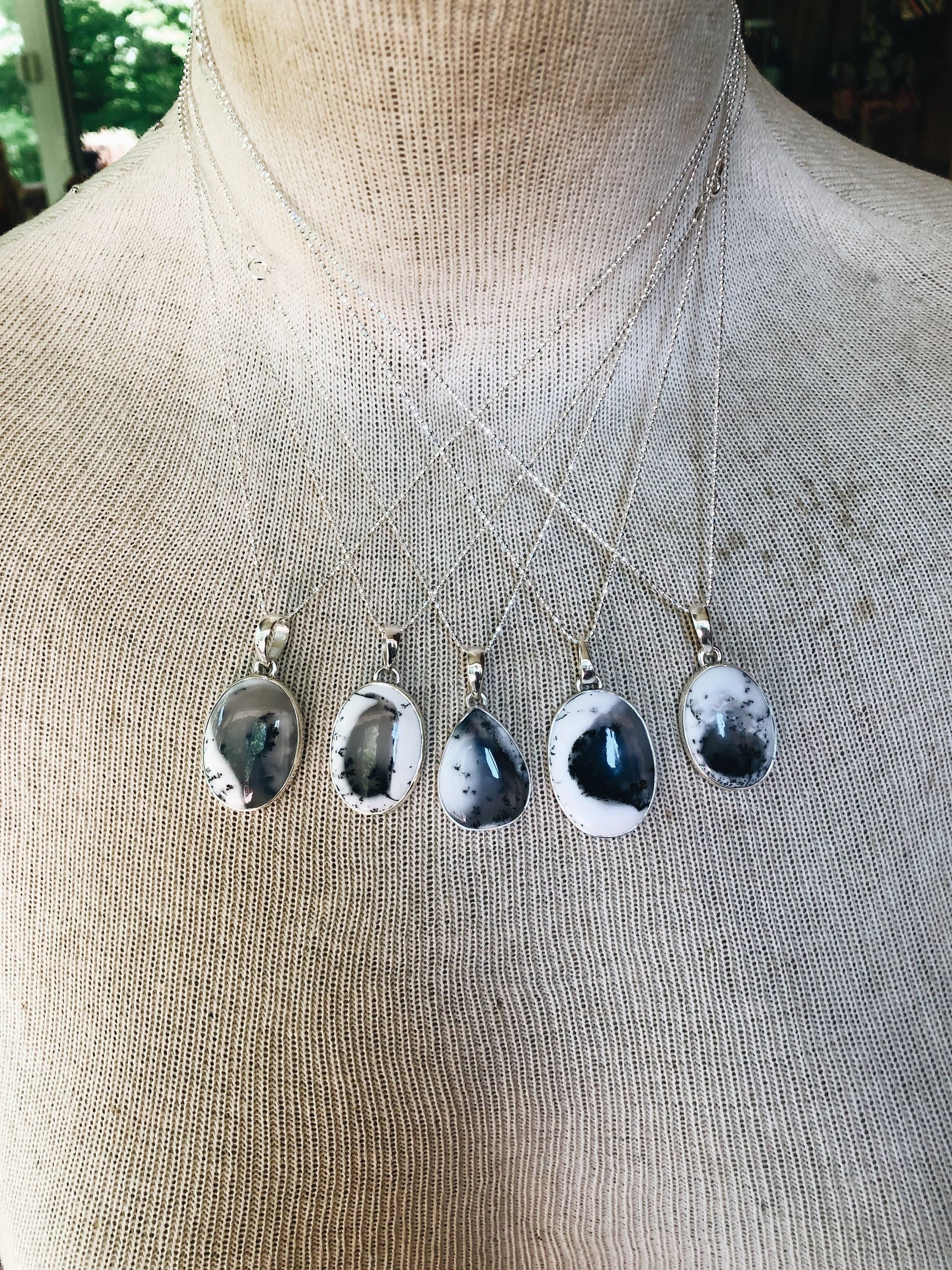 Boho Dendrite Opal Gemstone Necklace Bridal Gift Jewelry