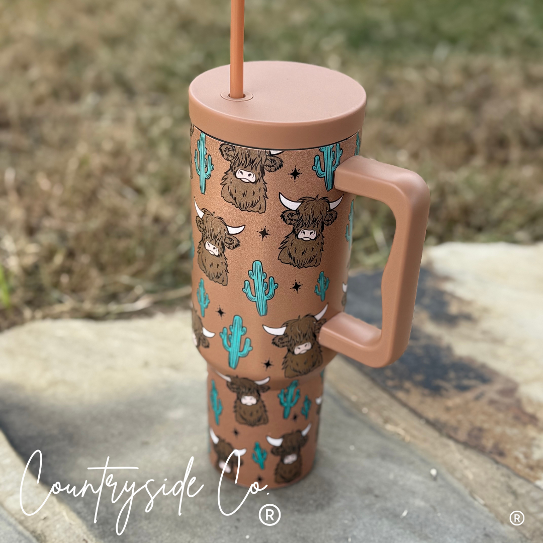 Highland Cow 40oz Insulated Tumbler Cup