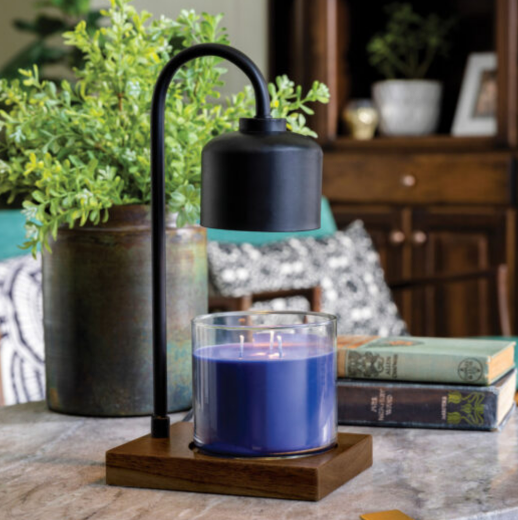 Black & Wood Arched Candle Warmer Lamp