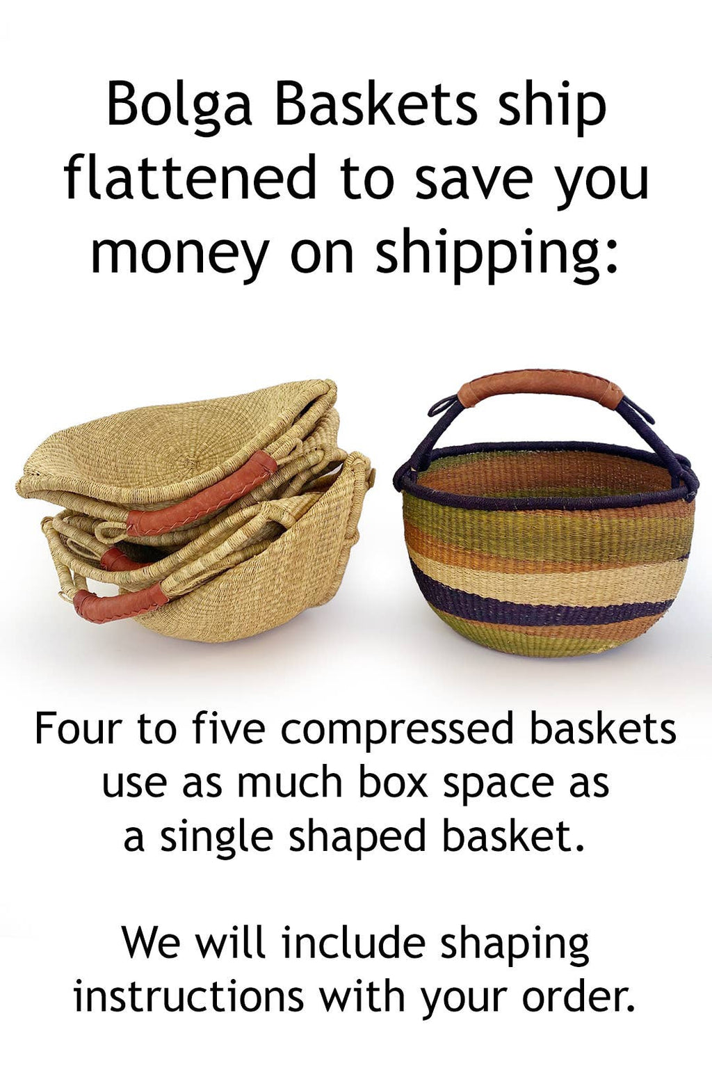 Natural Baby Bolga Market Basket with Leather Handle